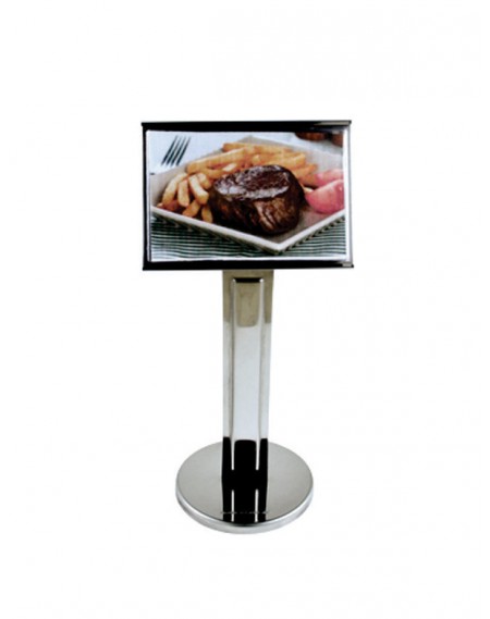 Display grande p/ Cardápios em Aço Inox 8x19cm