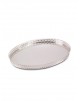 Bandeja Oval Gravada c/ Grade Alta Prata Apolo 60x50cm