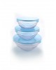 Conjunto de Potes Vidro 3 peças com Tampa plástica azul