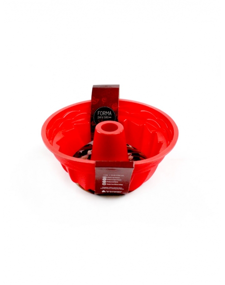 Forma para Bolo e Pudim em Silicone 21cm Vermelha