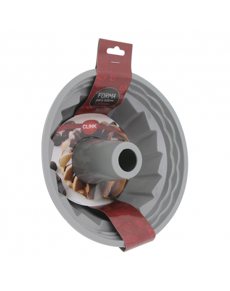 Forma para Bolo e Pudim em Silicone 21cm Cinza