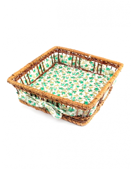 Cesta Quadrada com Tecido 23x23cm Verde