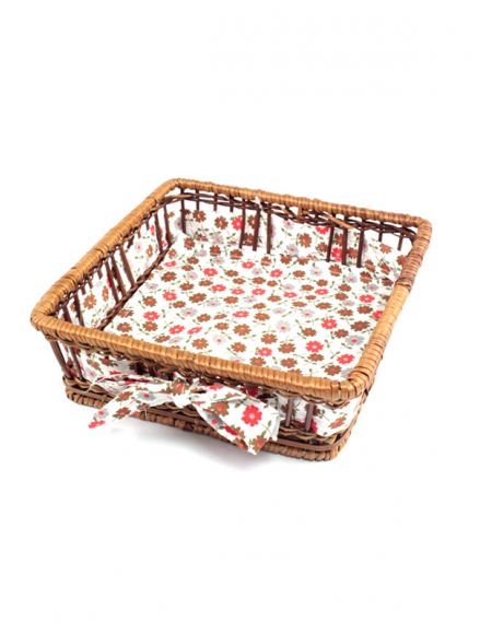 Cesta Quadrada com Tecido 23x23cm Vermelha